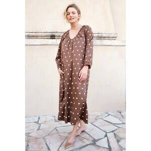 NEW LADY CAPTAIN cocktail hour caftan dress in chocolate polka dot